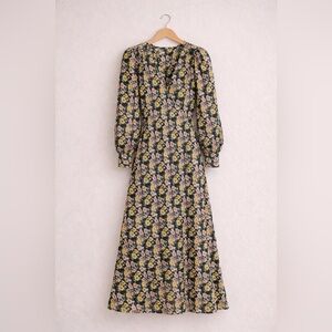 NWT Boden Floral Blouson Sleeve Maxi Tea Dress 8 V-Neck Puff Sleeve Cottagecore